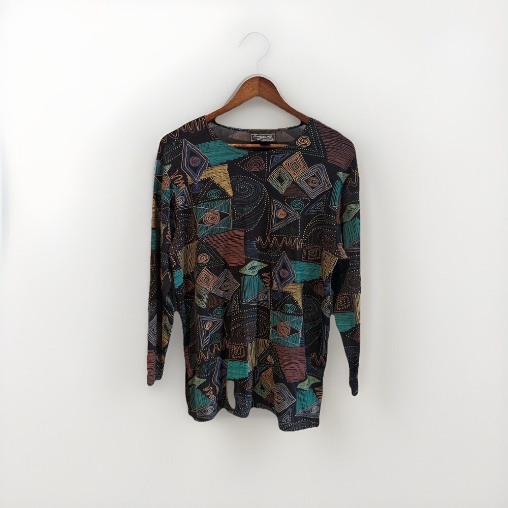Impressions of California Women's Abstract Print Multicolor Top Art To Wear‎ Med